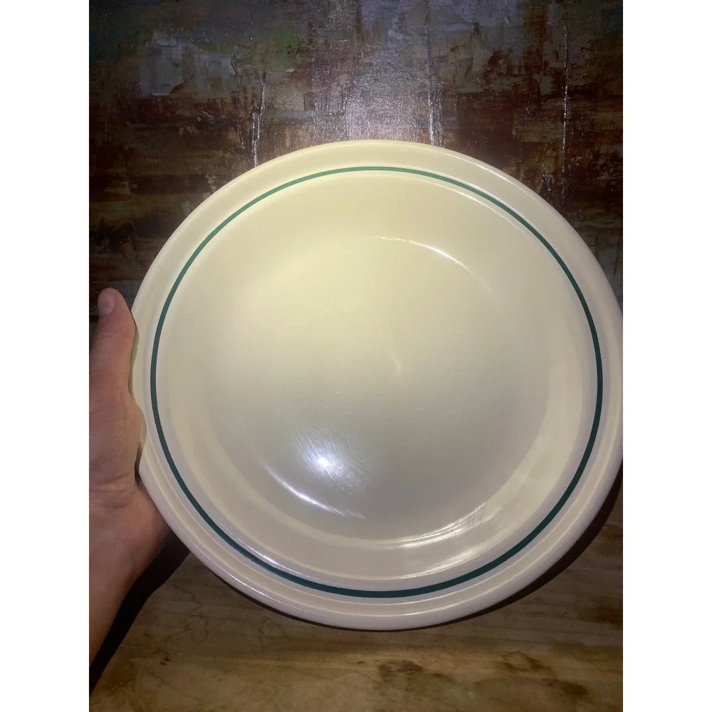 Longaberger Pottery Woven Traditions Ivory Heritage Green 9 Inch Pie Plate Dish